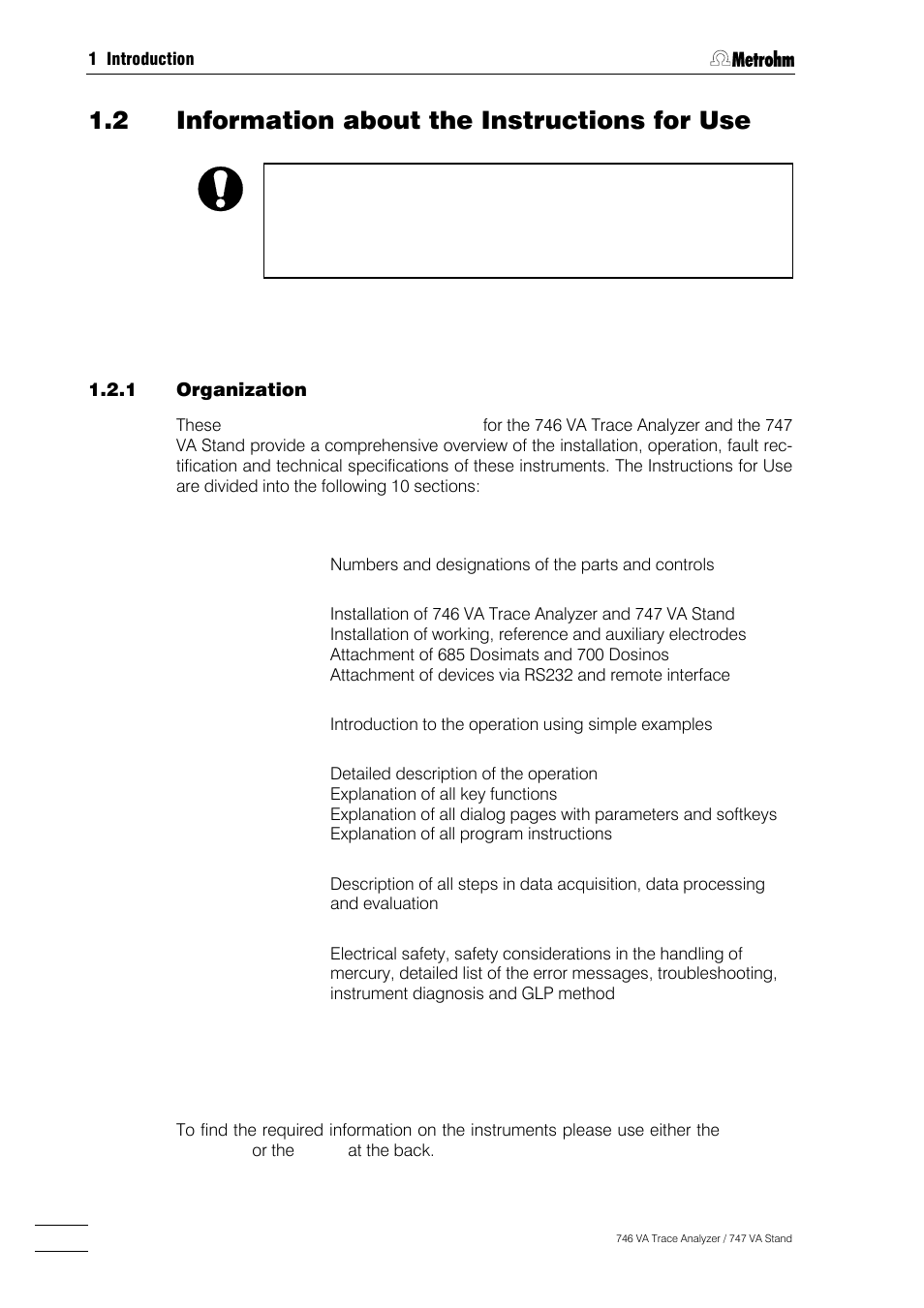 2 information about the instructions for use | Metrohm 746 VA Trace Analyzer User Manual | Page 11 / 617