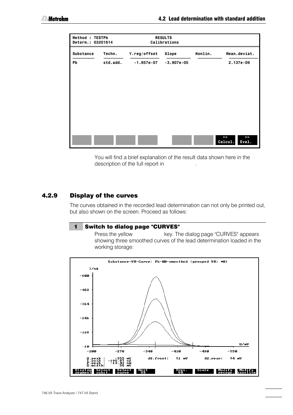 9 display of the curves | Metrohm 746 VA Trace Analyzer User Manual | Page 112 / 617