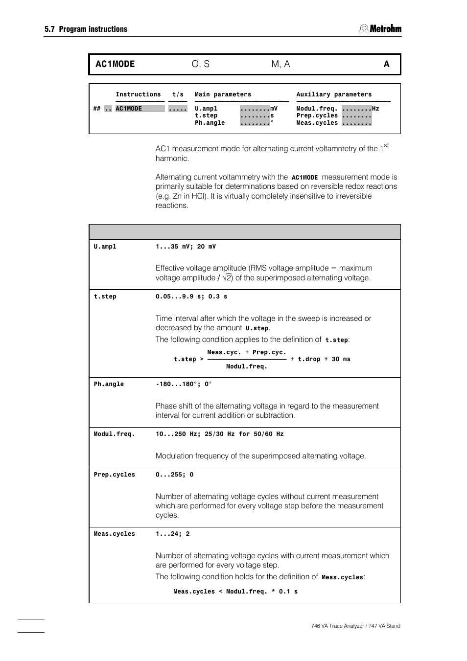 184 ac1mode, O, s, M, a | Metrohm 746 VA Trace Analyzer User Manual | Page 335 / 617