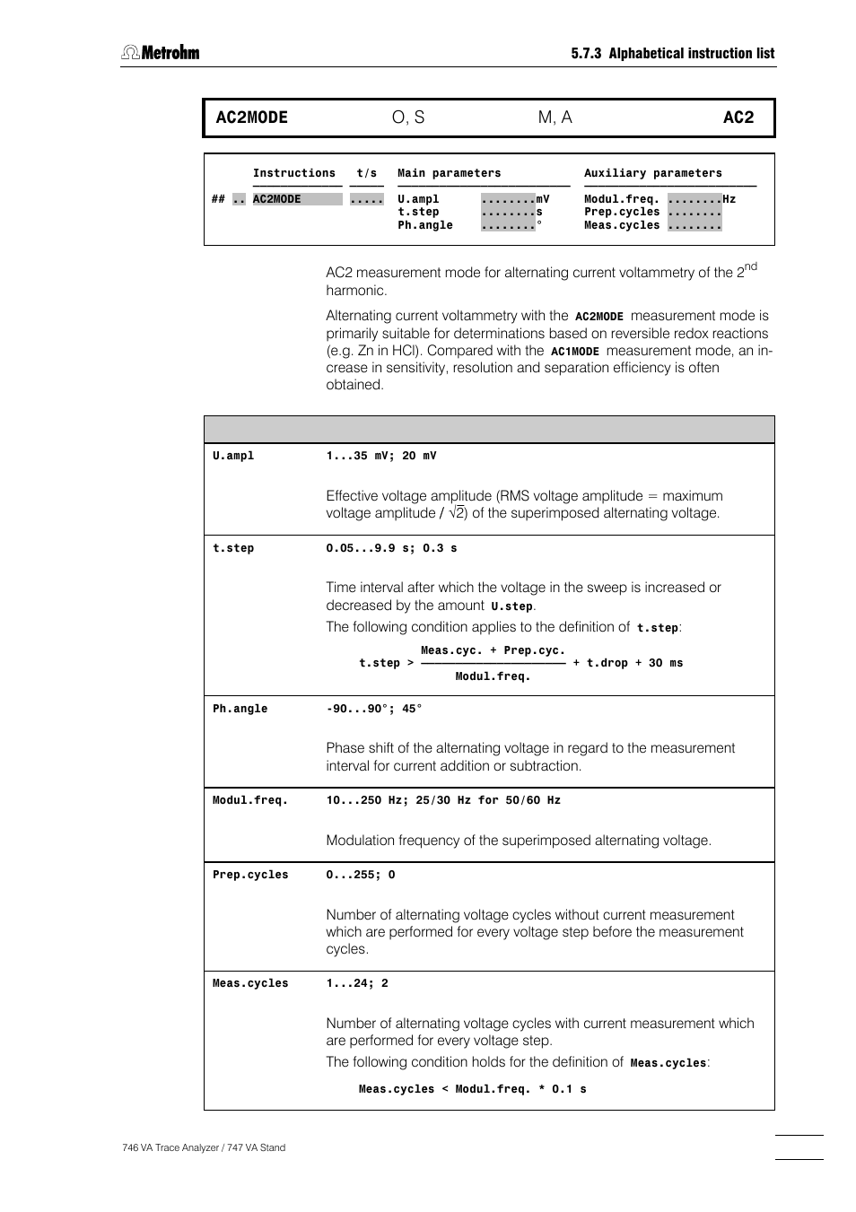 187 ac2mode, O, s, M, a | Metrohm 746 VA Trace Analyzer User Manual | Page 338 / 617