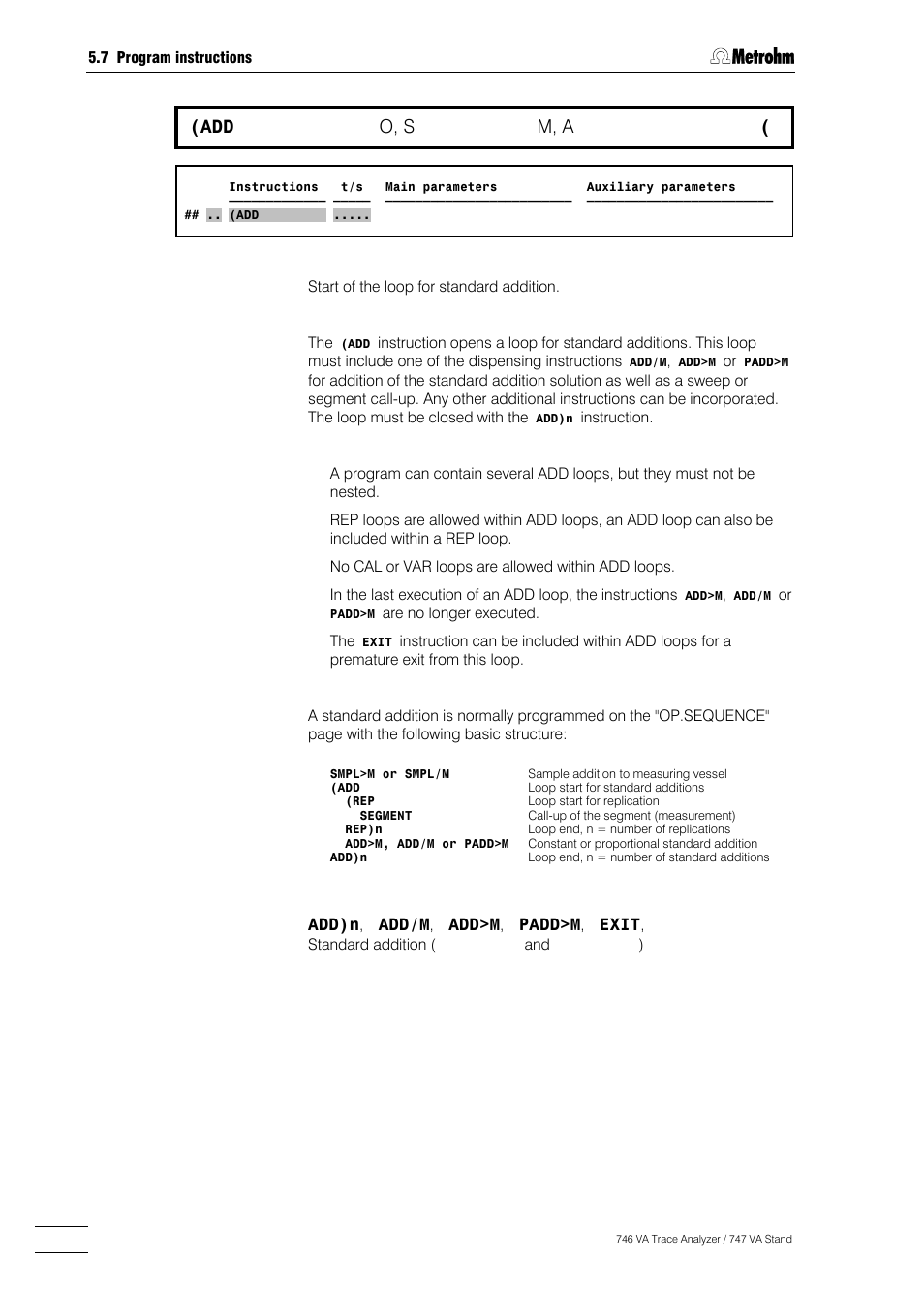 190 (add, O, s, M, a | Metrohm 746 VA Trace Analyzer User Manual | Page 341 / 617