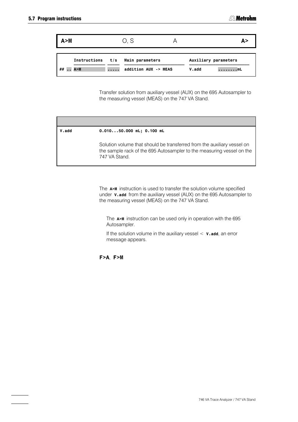 196 a>m, O, s | Metrohm 746 VA Trace Analyzer User Manual | Page 347 / 617