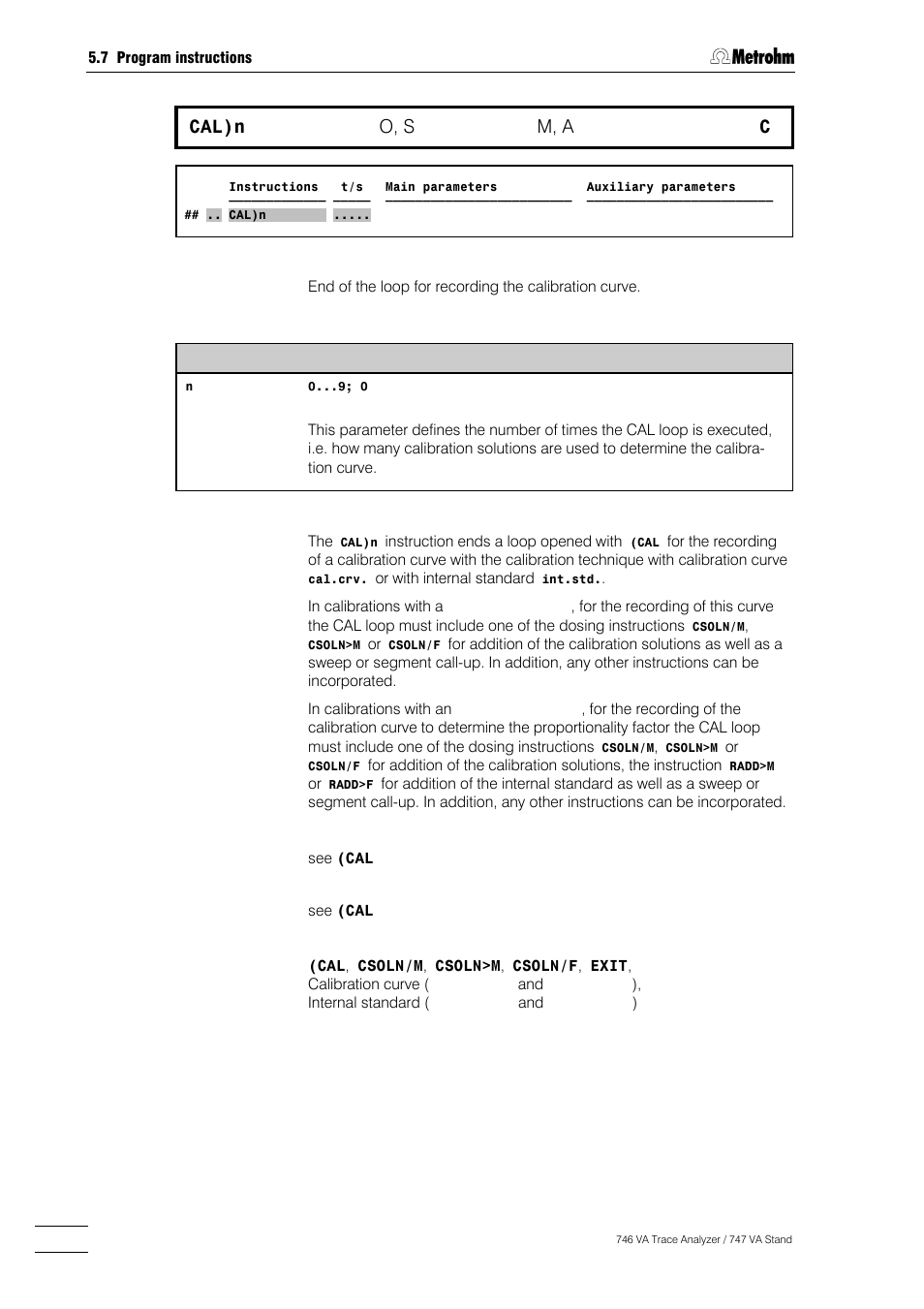 204 cal)n, O, s, M, a | Metrohm 746 VA Trace Analyzer User Manual | Page 355 / 617