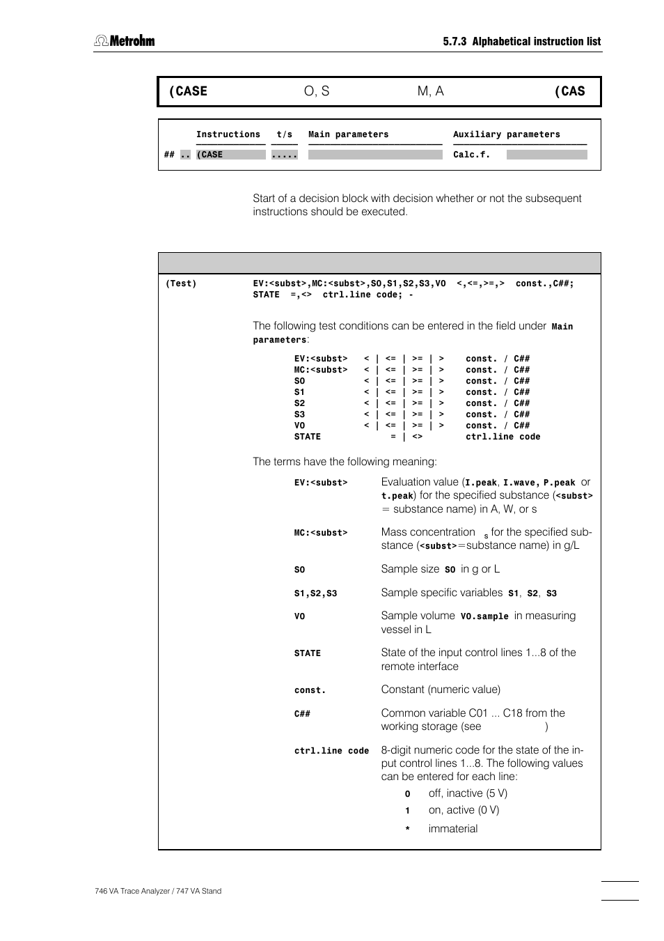 205 (case, O, s, M, a | Metrohm 746 VA Trace Analyzer User Manual | Page 356 / 617