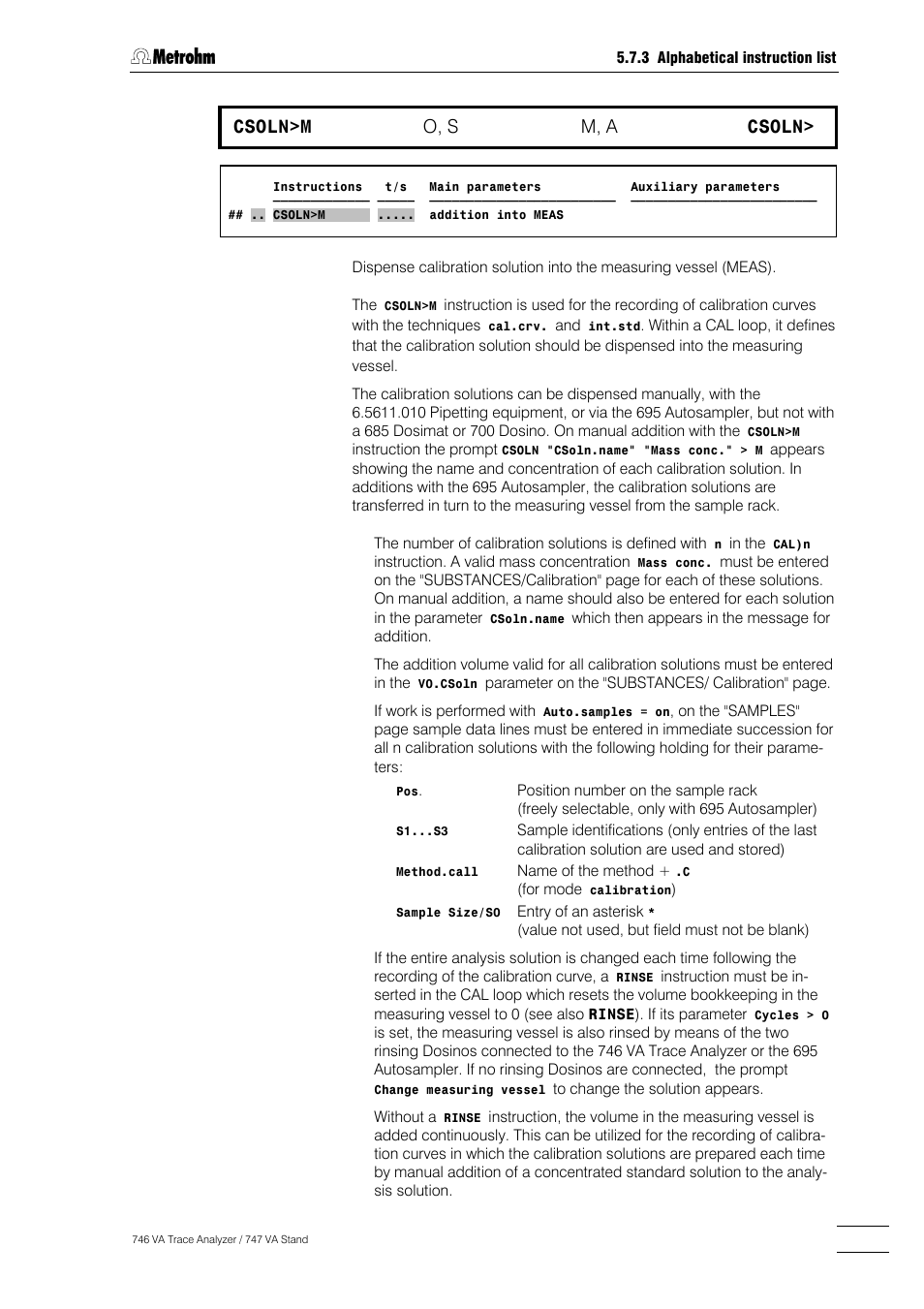 217 csoln>m, O, s, M, a | Csoln | Metrohm 746 VA Trace Analyzer User Manual | Page 368 / 617