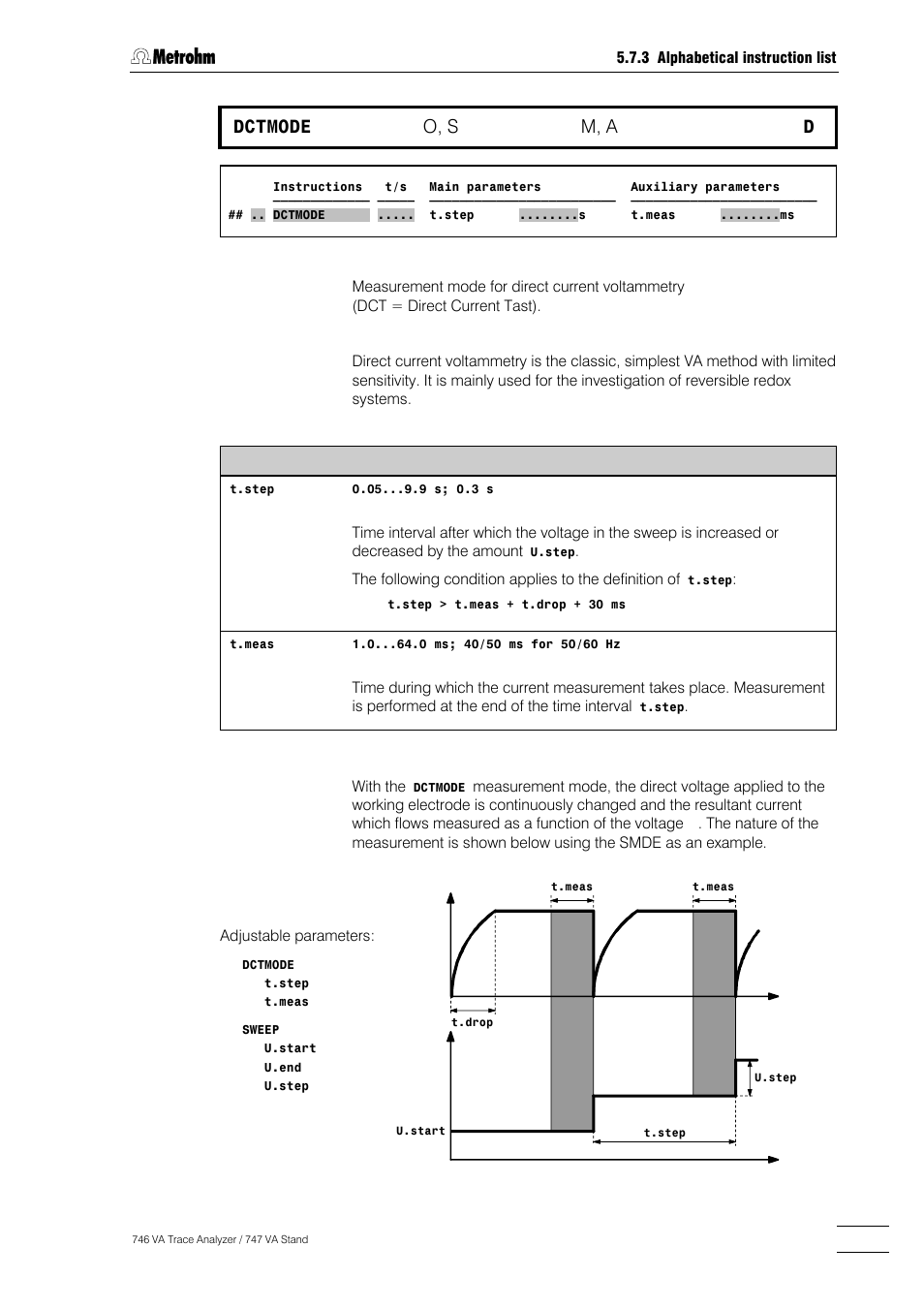 223 dctmode, O, s, M, a | Metrohm 746 VA Trace Analyzer User Manual | Page 374 / 617