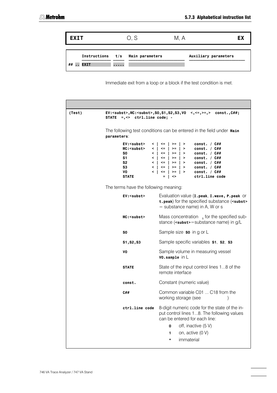 235 exit, O, s, M, a | Metrohm 746 VA Trace Analyzer User Manual | Page 386 / 617