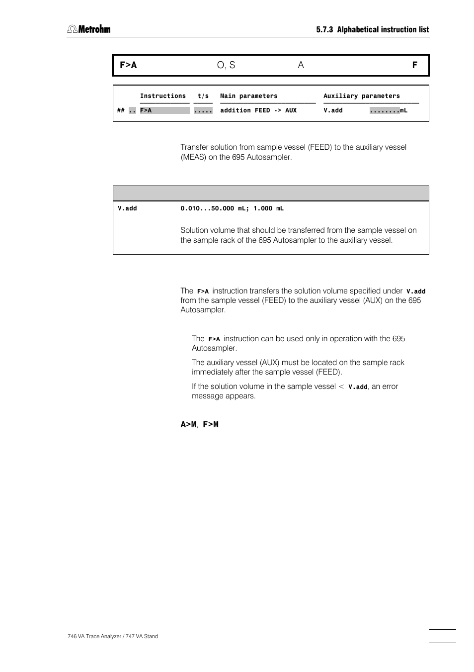 237 f>a, O, s | Metrohm 746 VA Trace Analyzer User Manual | Page 388 / 617