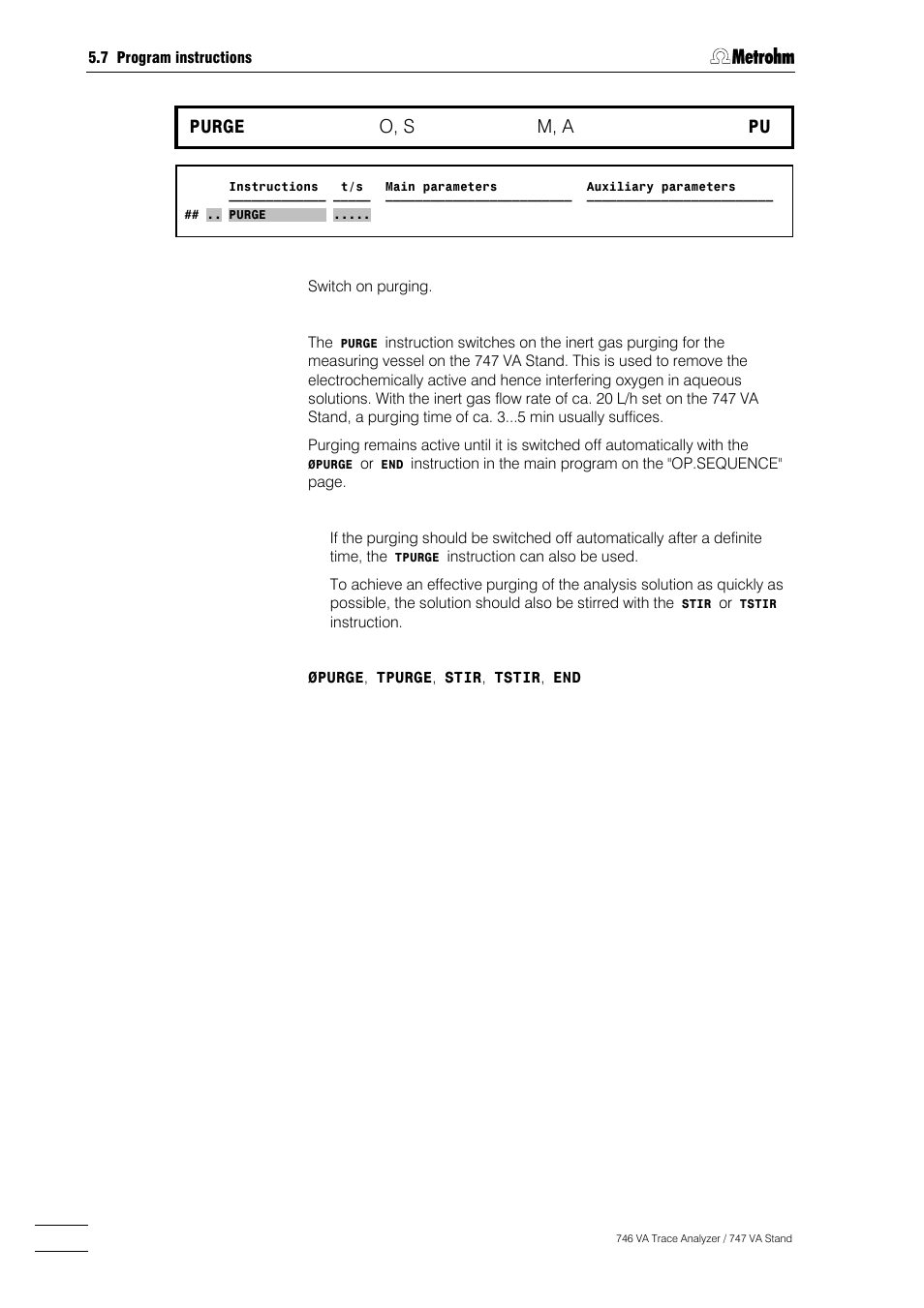 264 purge, O, s, M, a | Metrohm 746 VA Trace Analyzer User Manual | Page 415 / 617