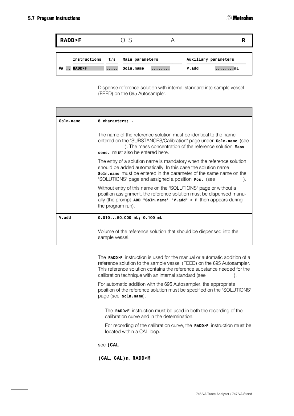 266 radd>f, O, s | Metrohm 746 VA Trace Analyzer User Manual | Page 417 / 617