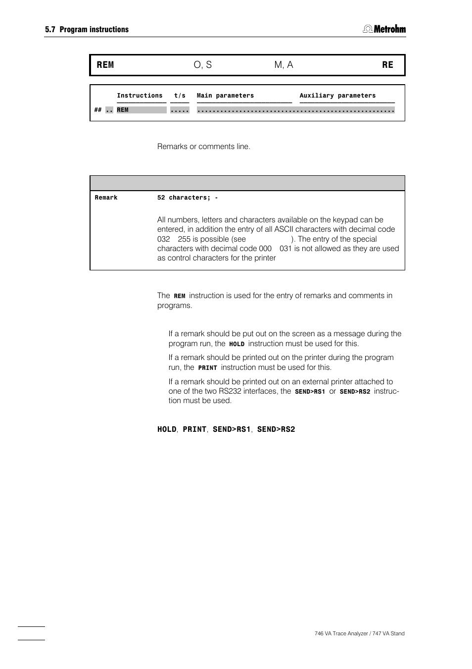 272 rem, O, s, M, a | Metrohm 746 VA Trace Analyzer User Manual | Page 423 / 617