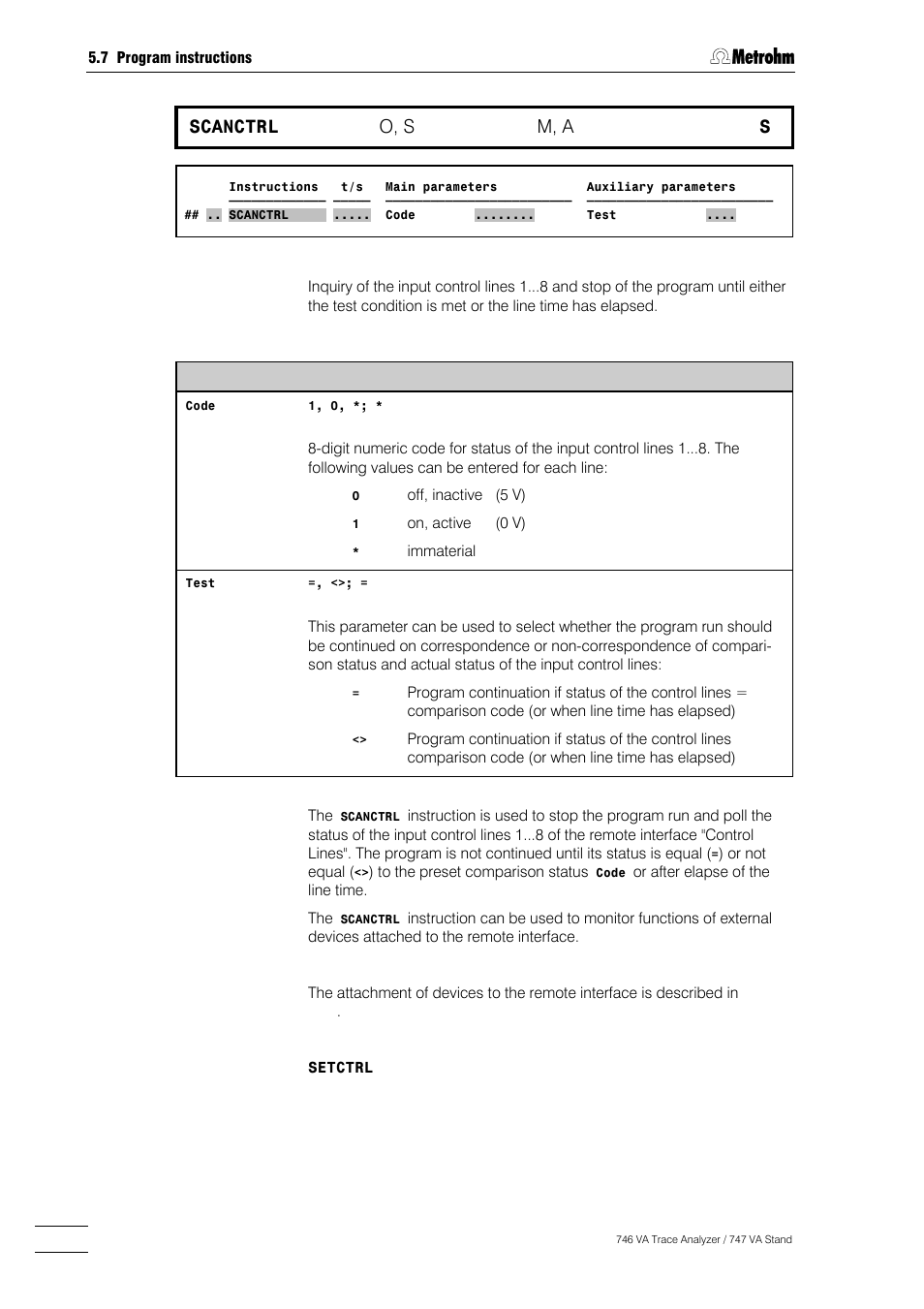 276 scanctrl, O, s, M, a | Metrohm 746 VA Trace Analyzer User Manual | Page 427 / 617