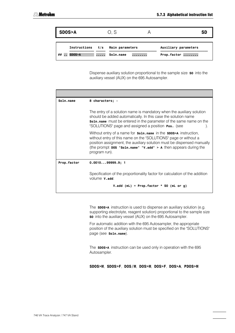 277 sdos>a, O, s | Metrohm 746 VA Trace Analyzer User Manual | Page 428 / 617