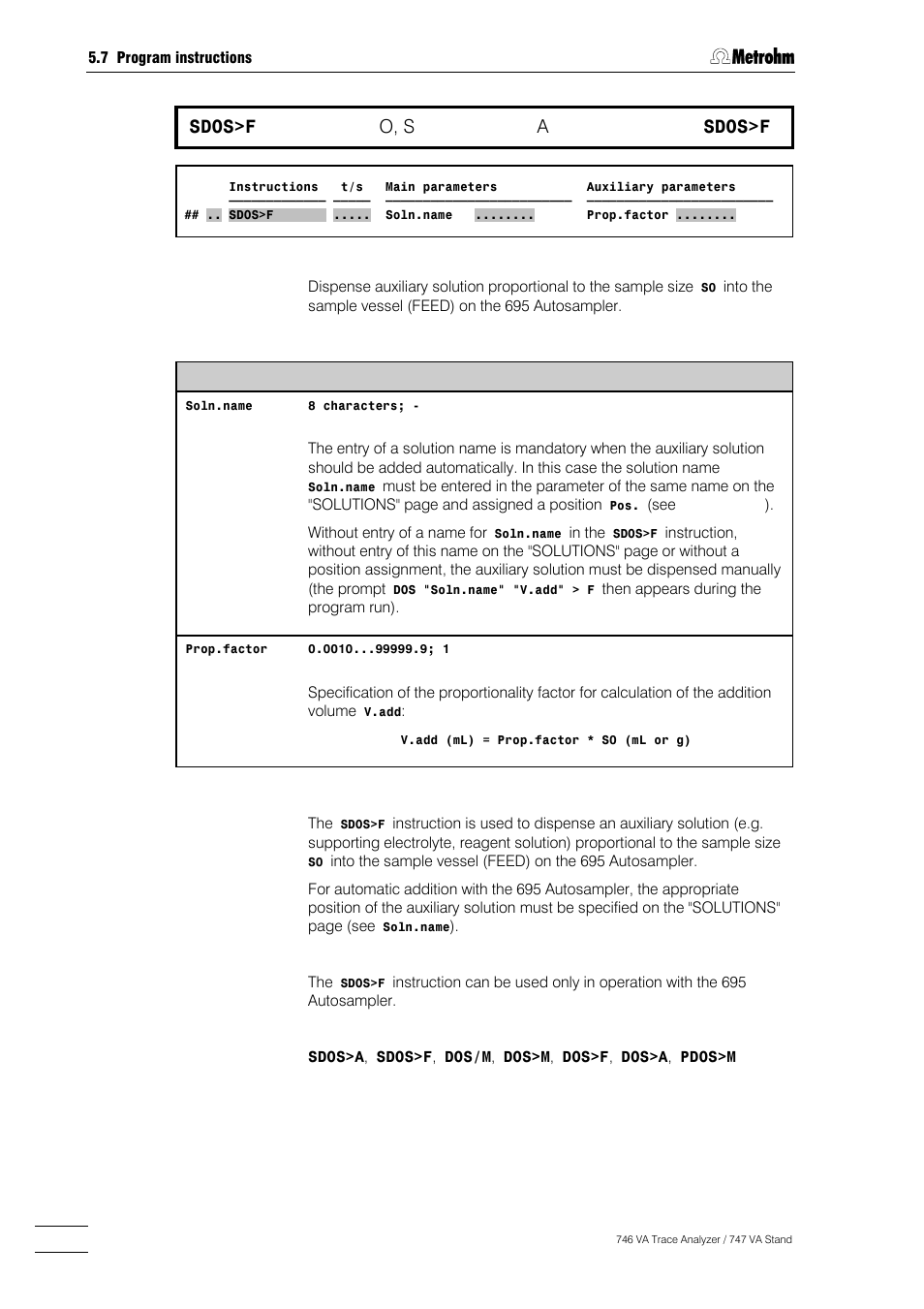 278 sdos>f, O, s, Sdos>f | Metrohm 746 VA Trace Analyzer User Manual | Page 429 / 617