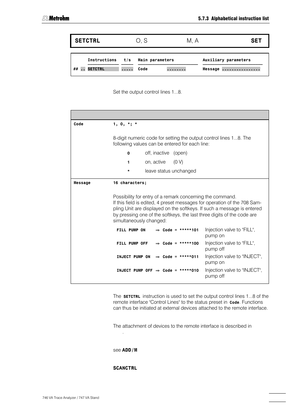 283 setctrl, O, s, M, a | Metrohm 746 VA Trace Analyzer User Manual | Page 434 / 617