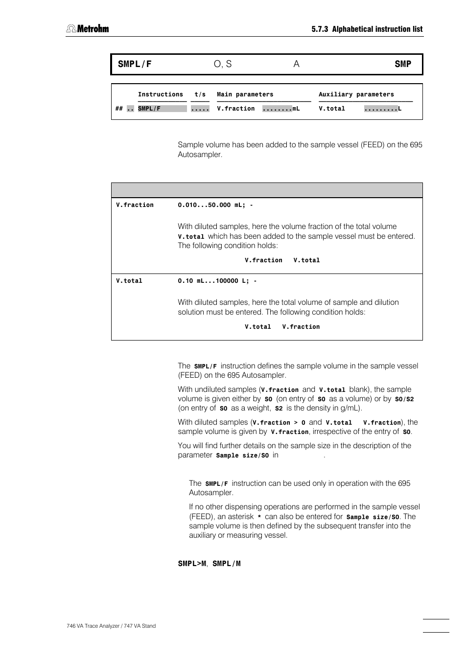 289 smpl/f, O, s | Metrohm 746 VA Trace Analyzer User Manual | Page 440 / 617