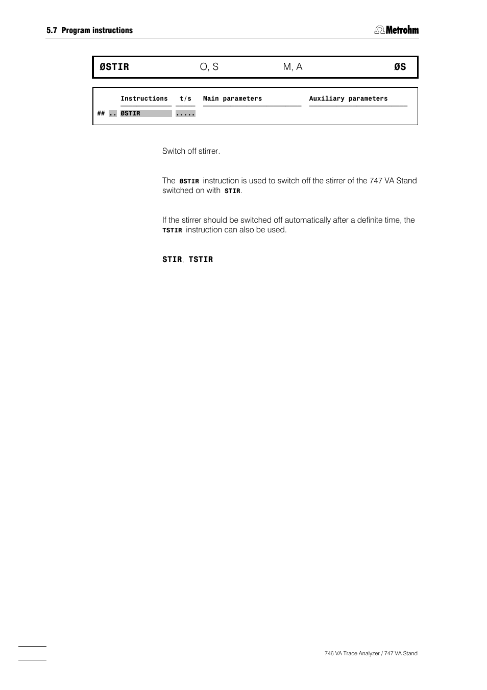 298 østir, O, s, M, a | Metrohm 746 VA Trace Analyzer User Manual | Page 449 / 617