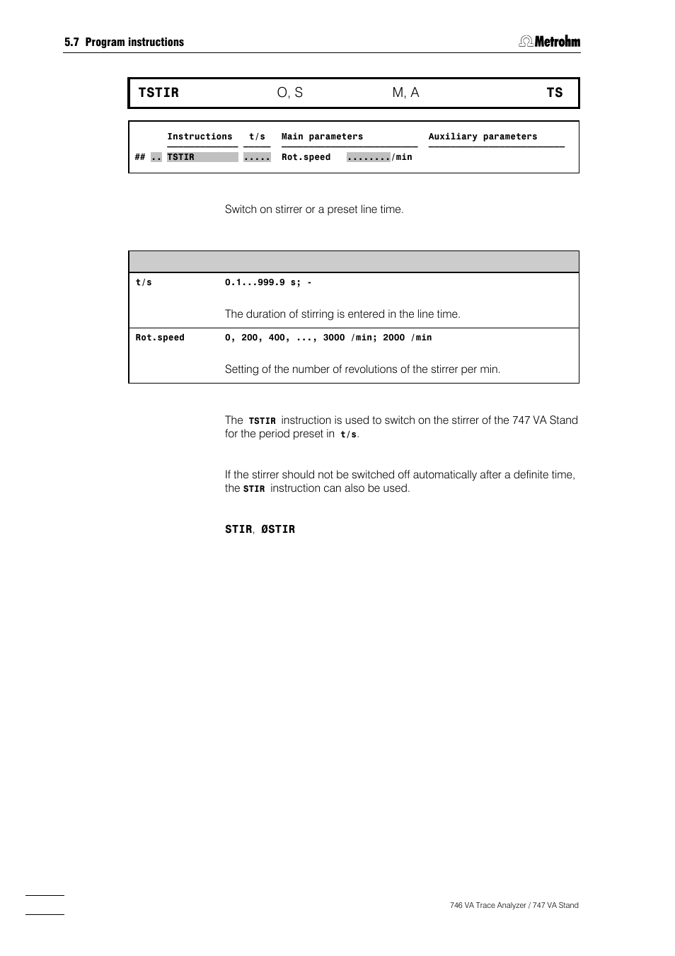 302 tstir, O, s, M, a | Metrohm 746 VA Trace Analyzer User Manual | Page 453 / 617