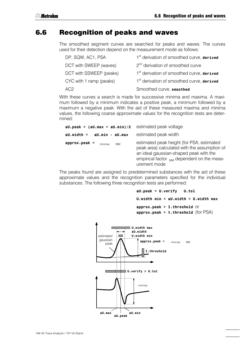 6 recognition of peaks and waves | Metrohm 746 VA Trace Analyzer User Manual | Page 472 / 617