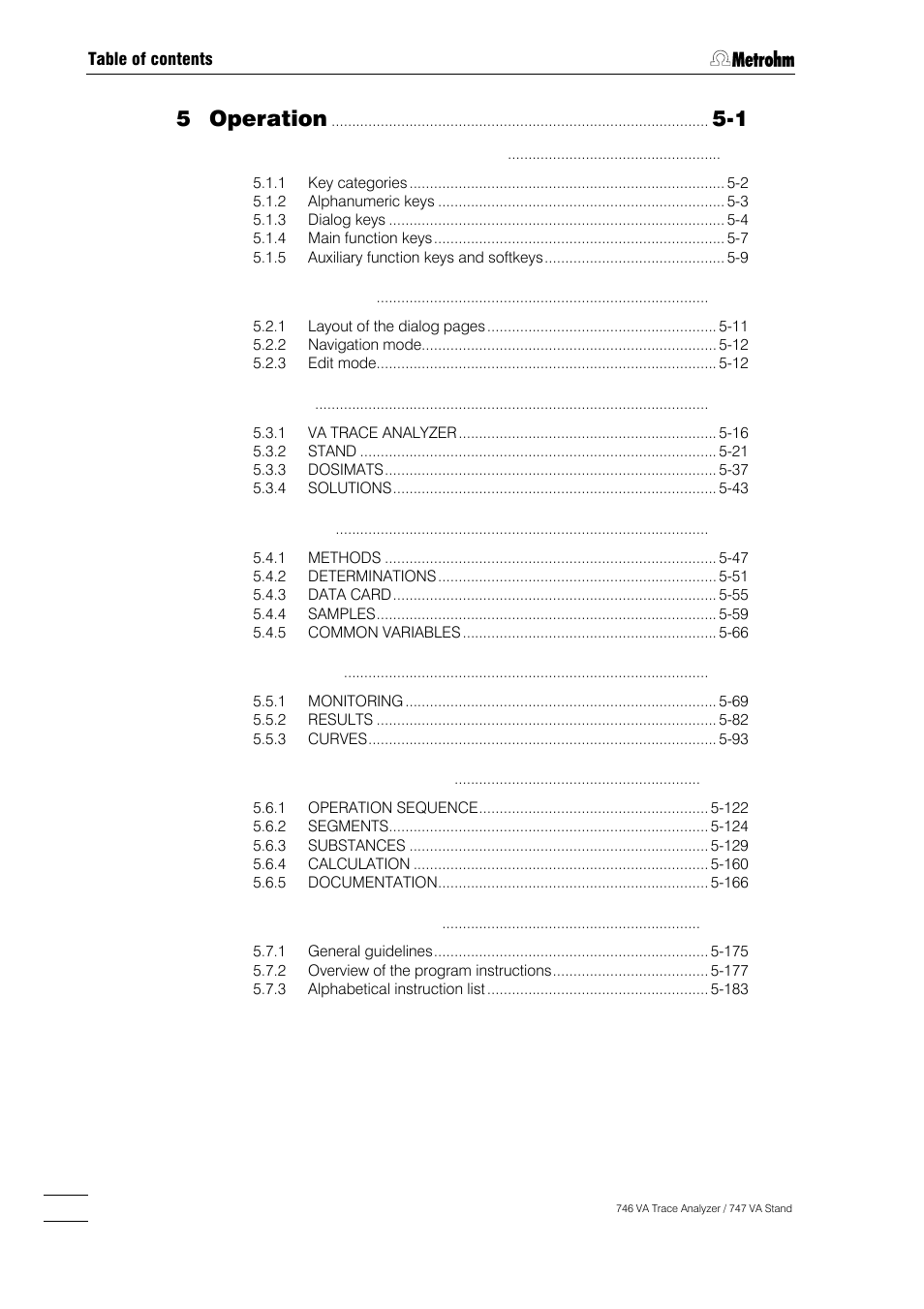 5 operation | Metrohm 746 VA Trace Analyzer User Manual | Page 5 / 617