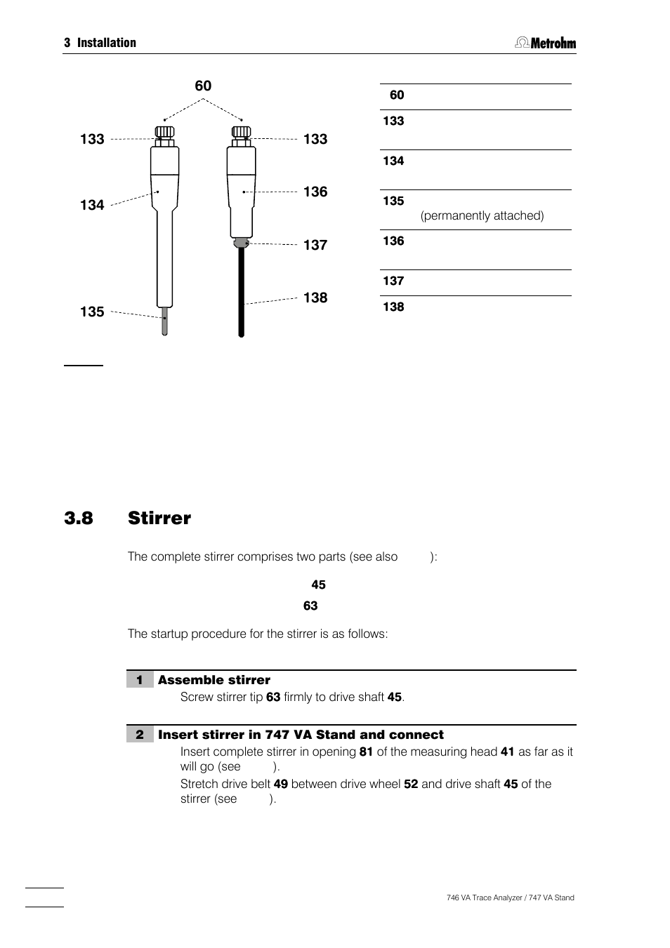 Stirrer, 8 stirrer | Metrohm 746 VA Trace Analyzer User Manual | Page 59 / 617