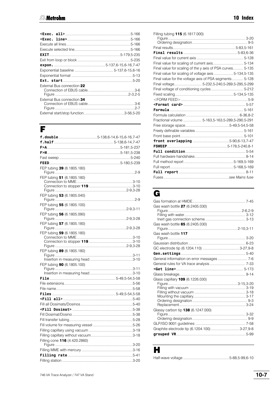 10 index | Metrohm 746 VA Trace Analyzer User Manual | Page 604 / 617