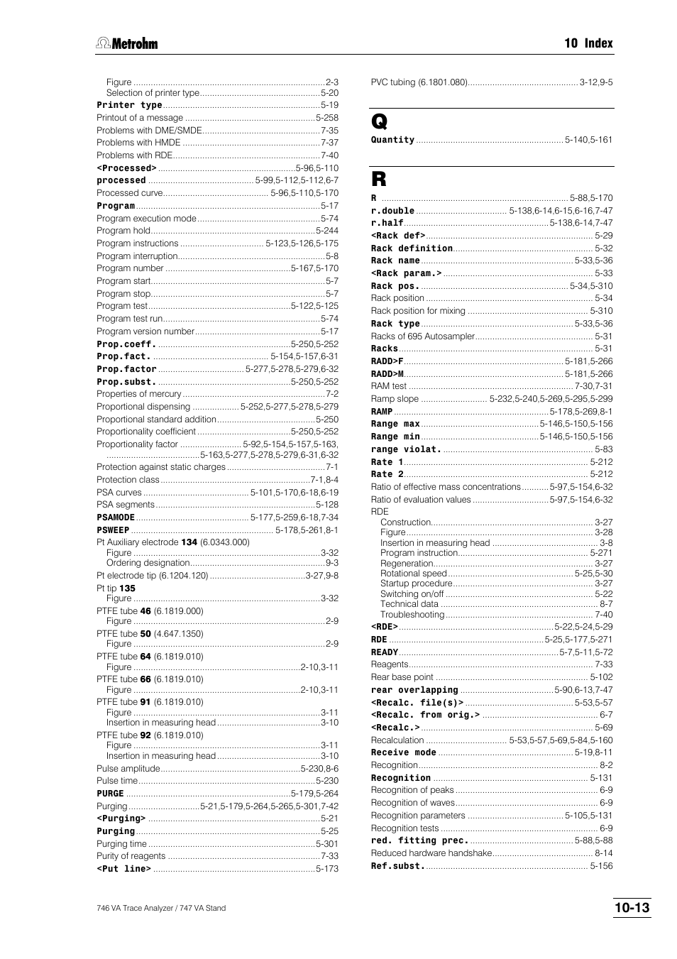 10 index | Metrohm 746 VA Trace Analyzer User Manual | Page 610 / 617