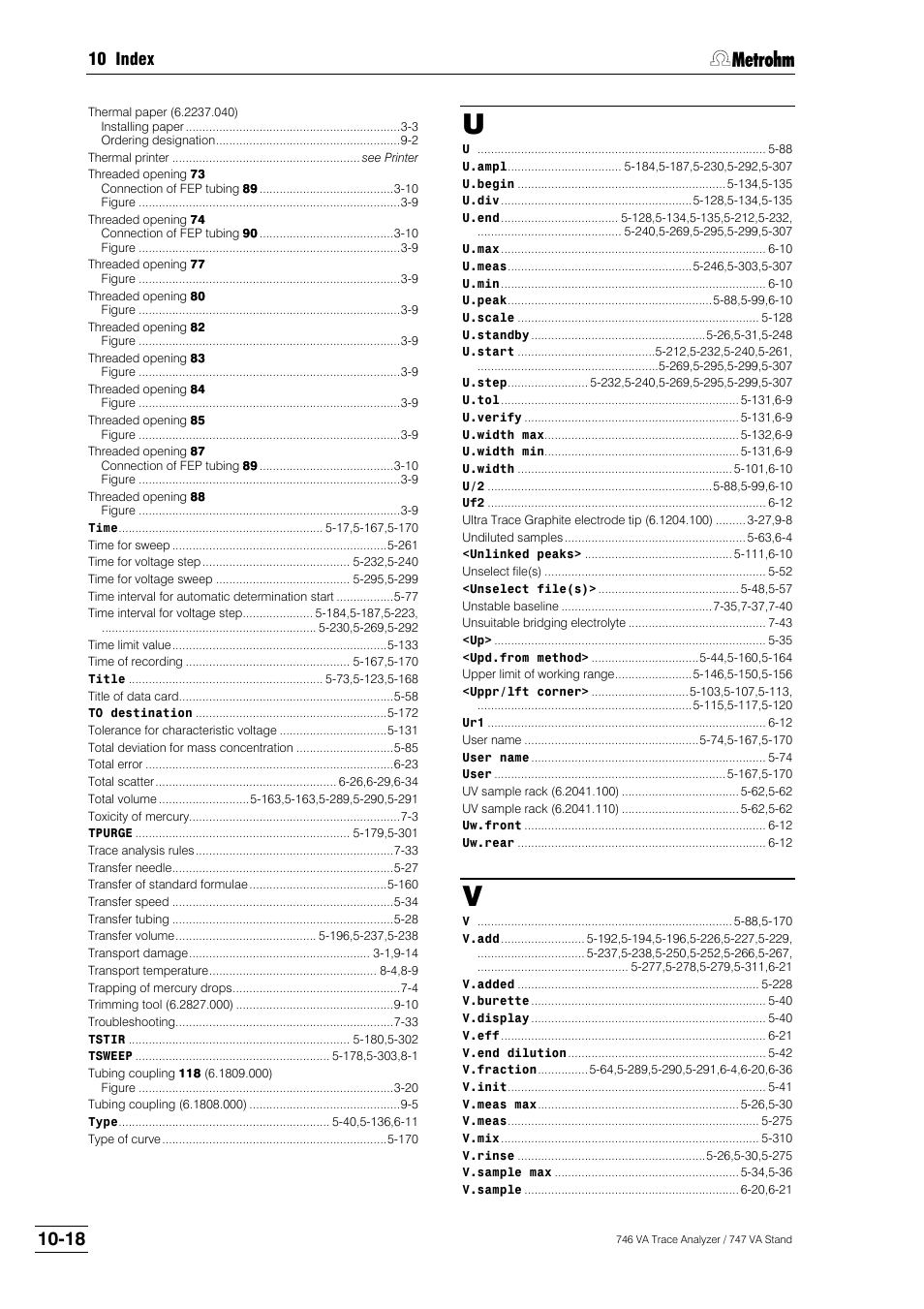 10 index | Metrohm 746 VA Trace Analyzer User Manual | Page 615 / 617