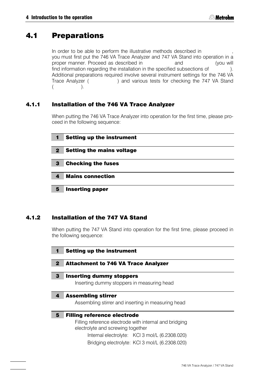1 preparations | Metrohm 746 VA Trace Analyzer User Manual | Page 87 / 617