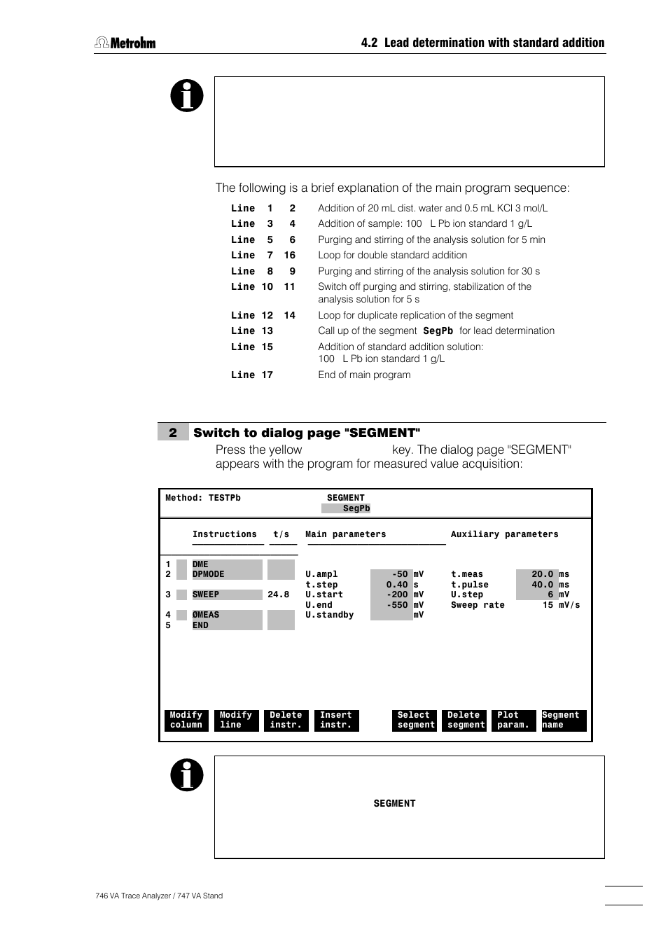 2 lead determination with standard addition | Metrohm 746 VA Trace Analyzer User Manual | Page 96 / 617