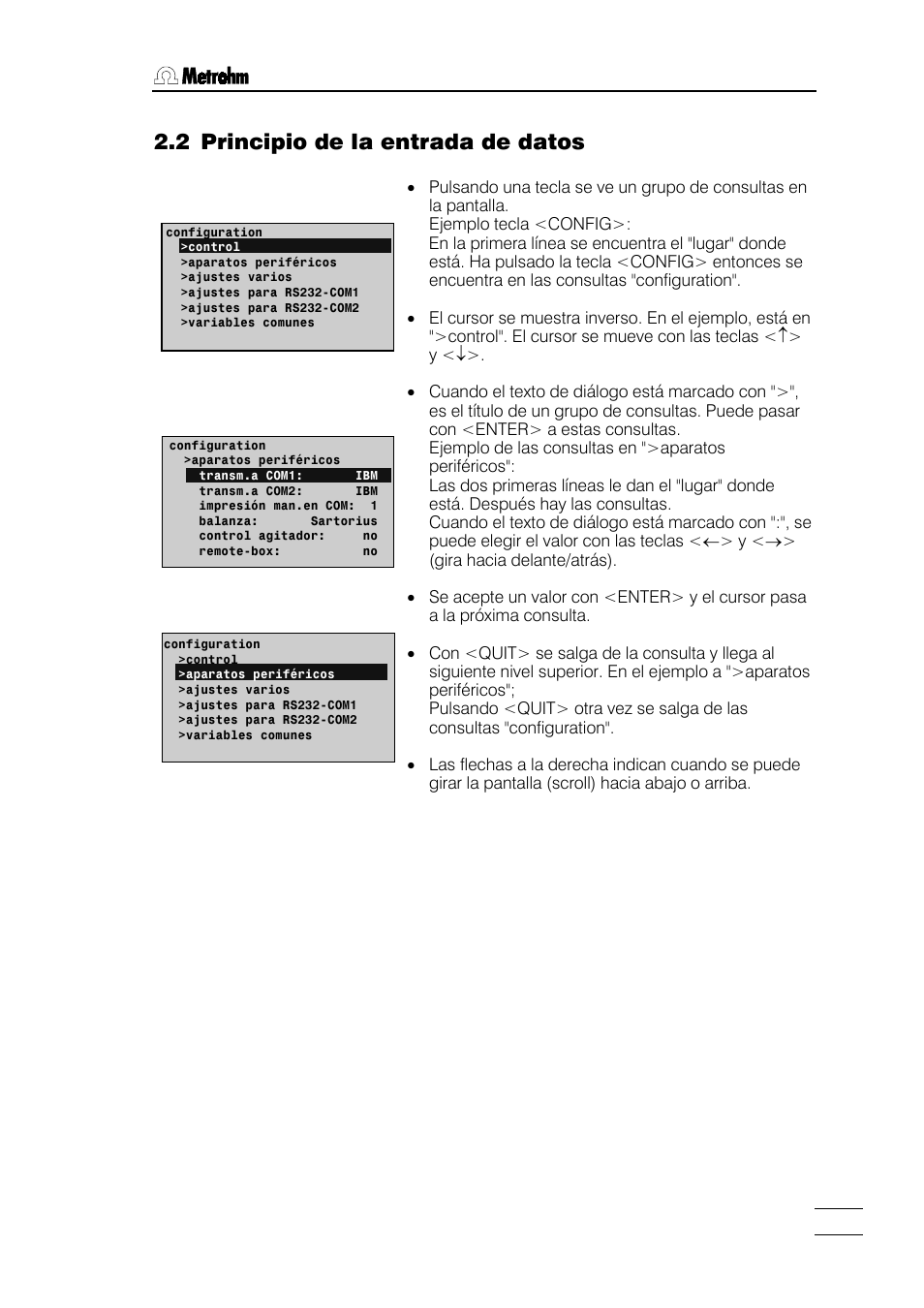 2 principio de la entrada de datos | Metrohm 784 KFP Titrino User Manual | Page 12 / 155