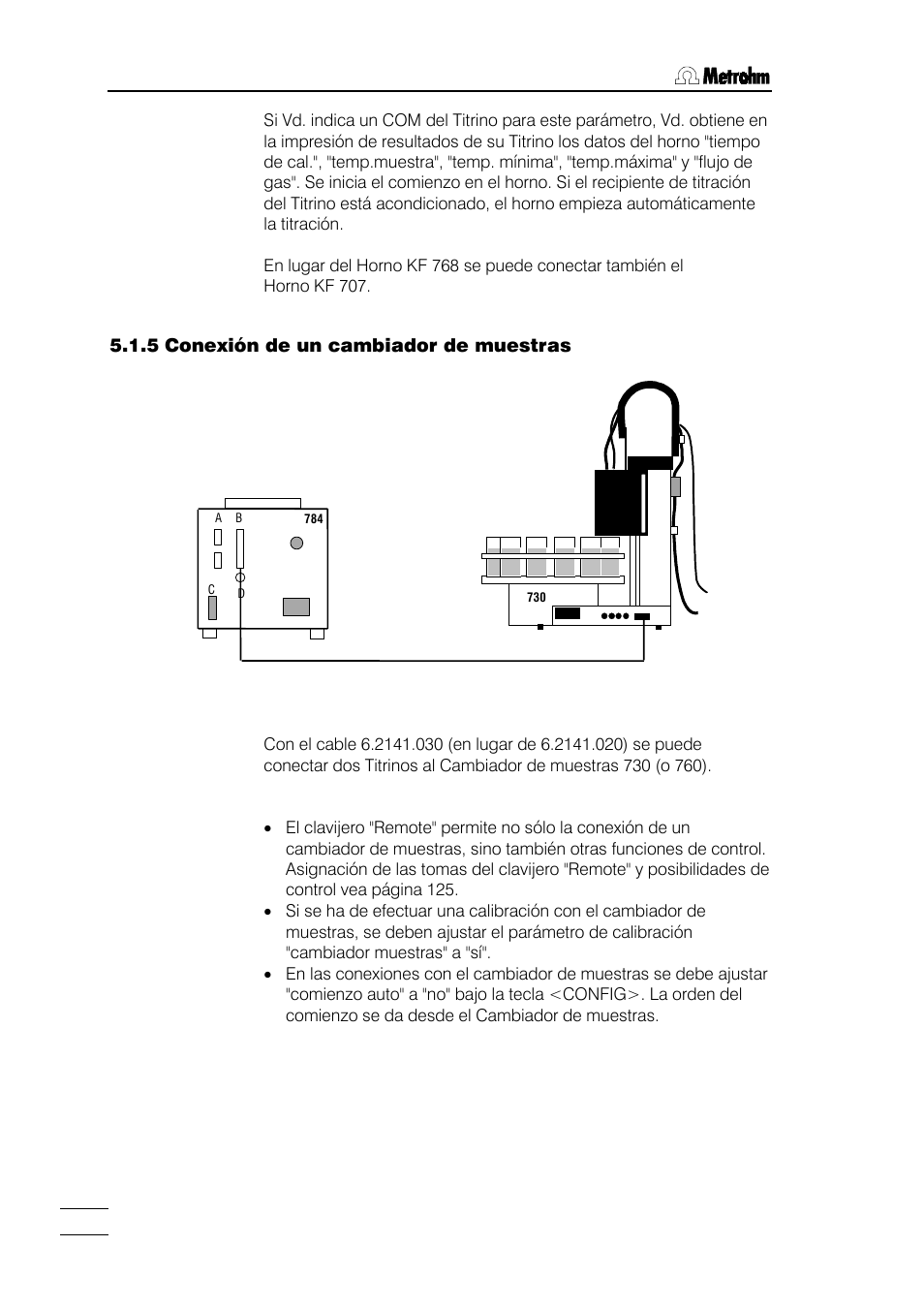 5 conexión de un cambiador de muestras | Metrohm 784 KFP Titrino User Manual | Page 121 / 155