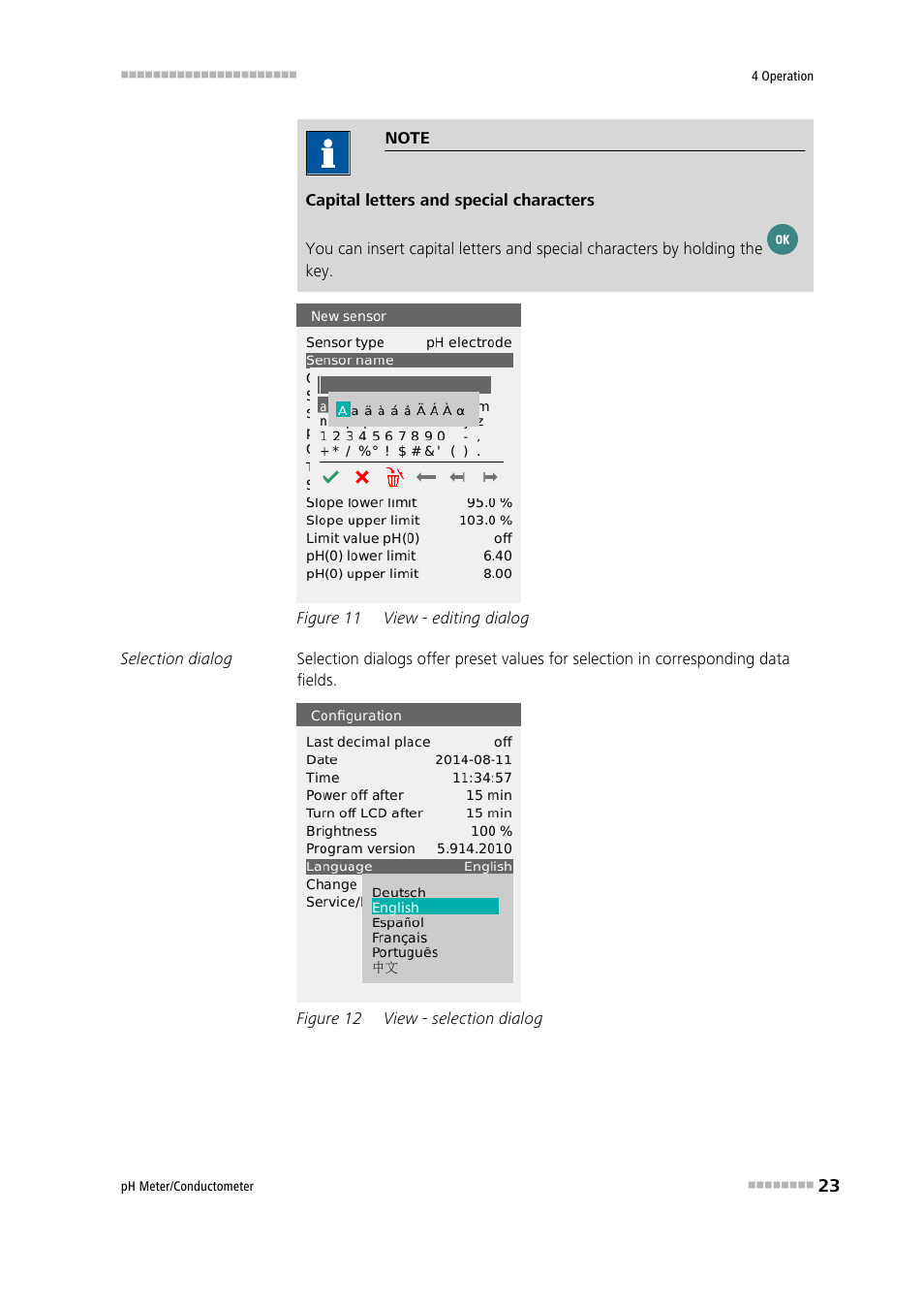 Figure 11, View - editing dialog, Figure 12 | View - selection dialog | Metrohm 914 pH / Conductometer User Manual | Page 33 / 99