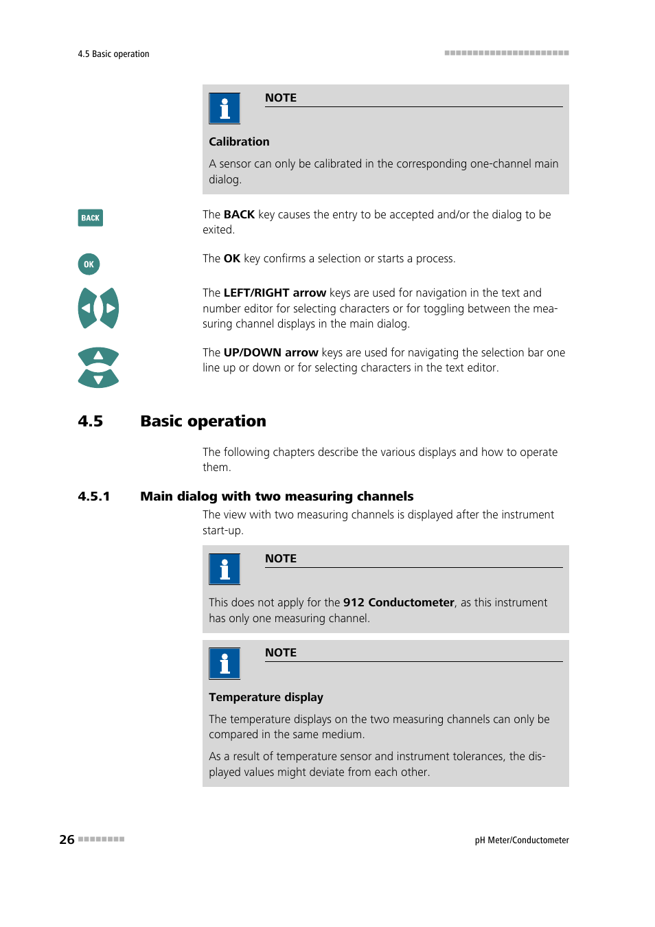 5 basic operation, 1 main dialog with two measuring channels, Basic operation | Main dialog with two measuring channels | Metrohm 914 pH / Conductometer User Manual | Page 36 / 99