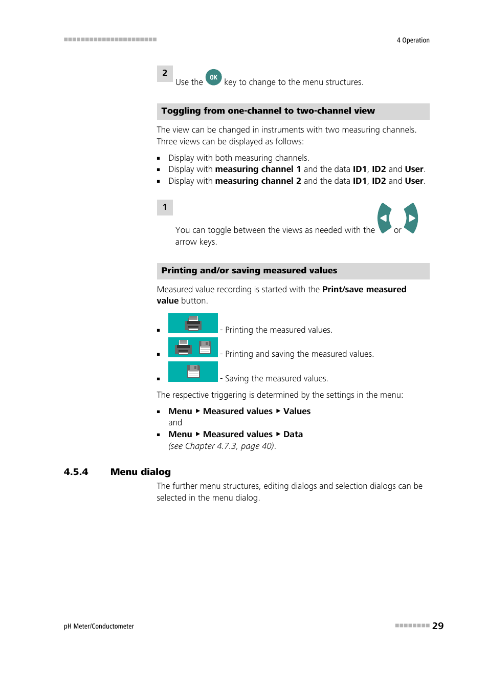 4 menu dialog, Menu dialog | Metrohm 914 pH / Conductometer User Manual | Page 39 / 99