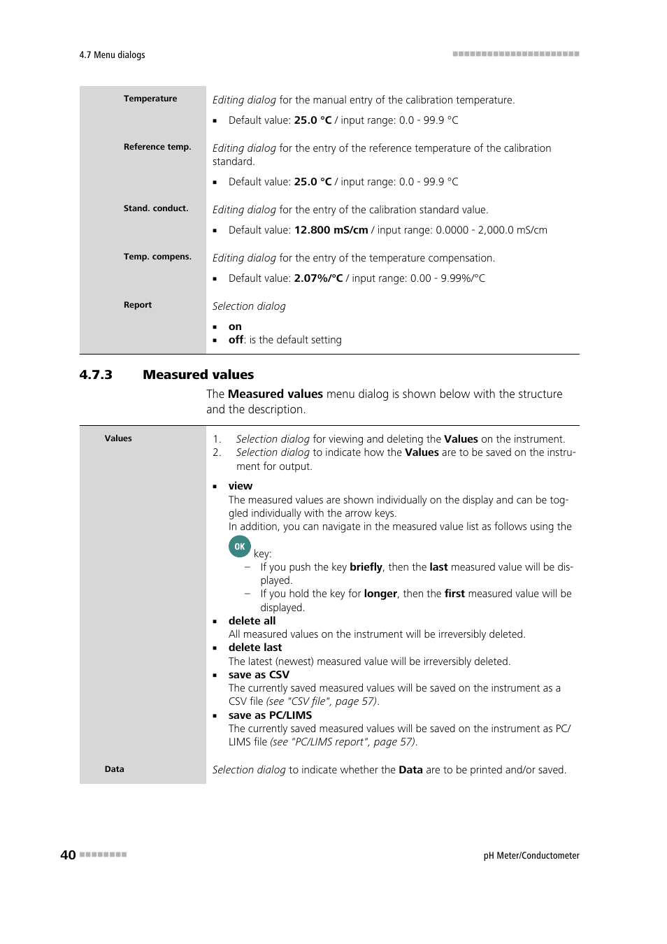 3 measured values, Measured values | Metrohm 914 pH / Conductometer User Manual | Page 50 / 99