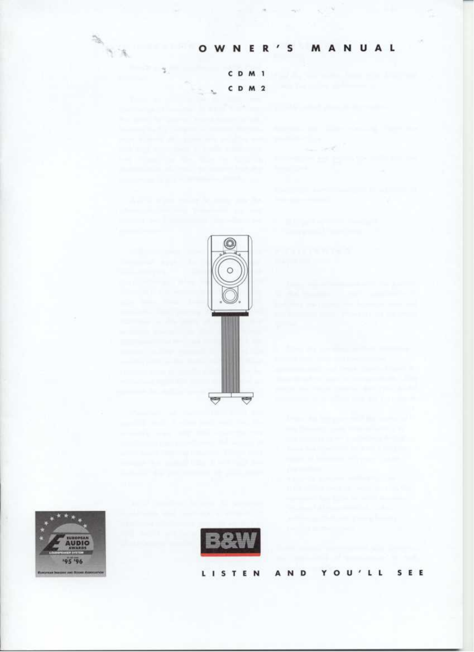 Bowers & Wilkins CDM1 User Manual | 6 pages