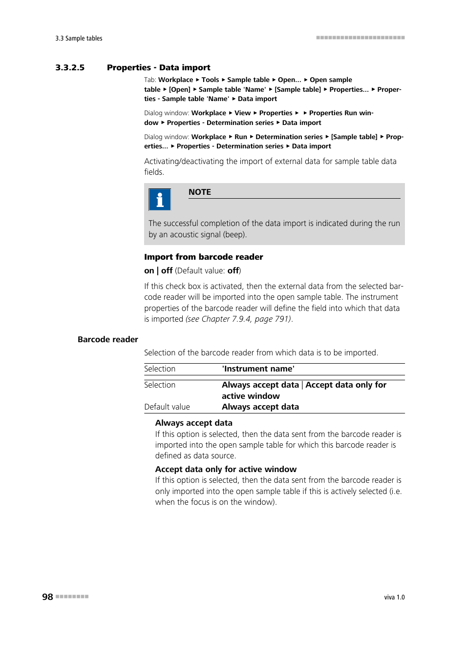 5 properties - data import, Data import | Metrohm viva 1.0 Manual User Manual | Page 110 / 898