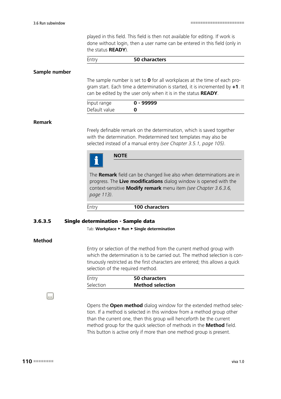 5 single determination - sample data, Entering sample data, Single determination - sample data | Metrohm viva 1.0 Manual User Manual | Page 122 / 898