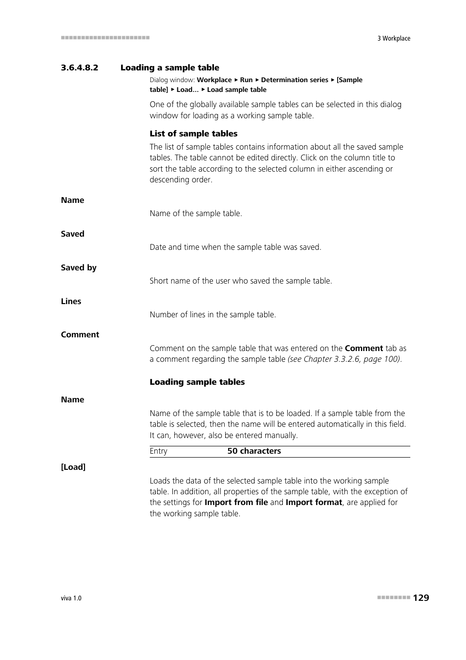 2 loading a sample table, Loading a sample table | Metrohm viva 1.0 Manual User Manual | Page 141 / 898