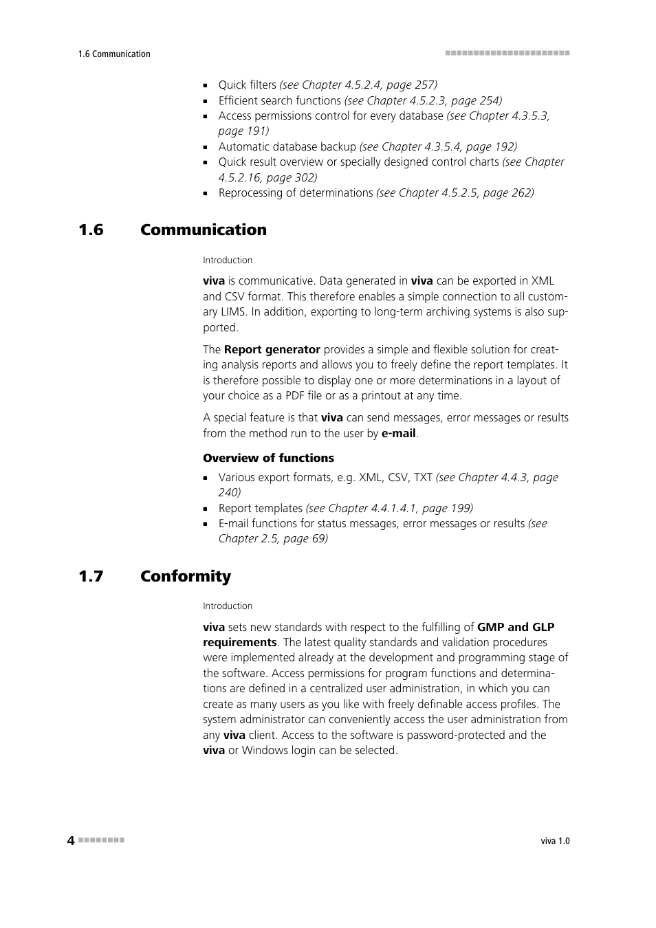 6 communication, 7 conformity, Communication | Conformity, Wide range of import and export functions | Metrohm viva 1.0 Manual User Manual | Page 16 / 898