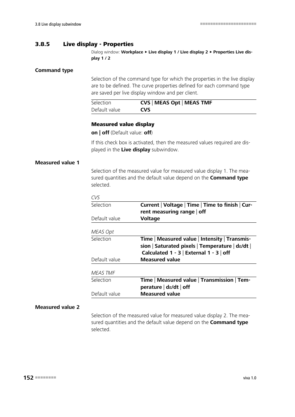 5 live display - properties, Live display - properties, Defining properties | Metrohm viva 1.0 Manual User Manual | Page 164 / 898