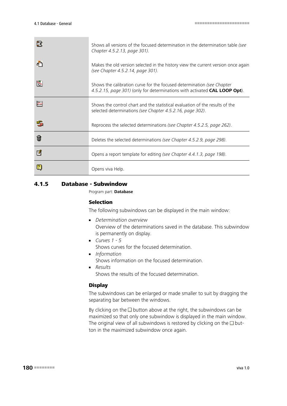 5 database - subwindow, Database - subwindow | Metrohm viva 1.0 Manual User Manual | Page 192 / 898