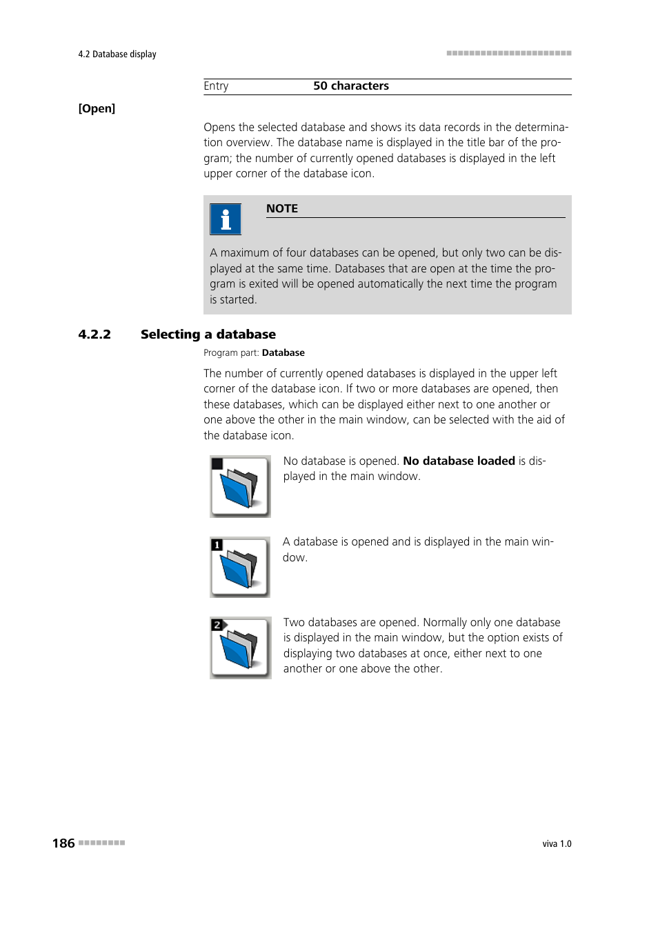 2 selecting a database, Selecting a database | Metrohm viva 1.0 Manual User Manual | Page 198 / 898