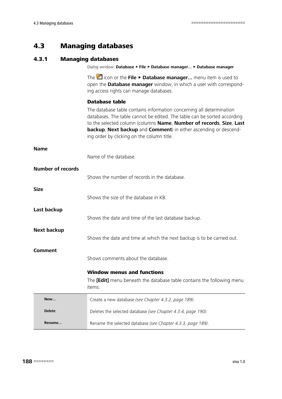 3 managing databases, 1 managing databases, Managing databases | Metrohm viva 1.0 Manual User Manual | Page 200 / 898