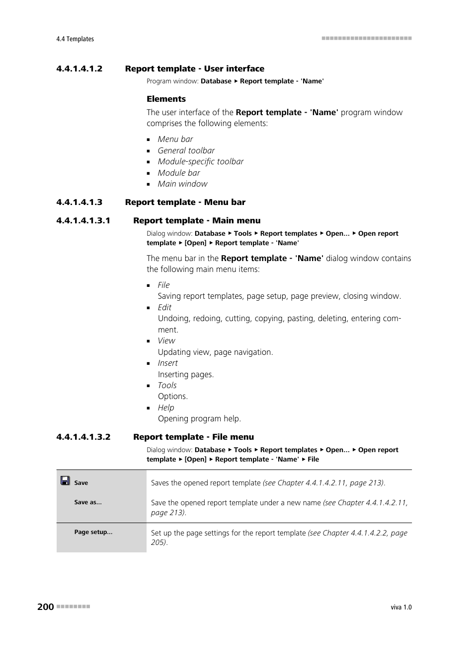 2 report template - user interface, 3 report template - menu bar, 1 report template - main menu | 2 report template - file menu | Metrohm viva 1.0 Manual User Manual | Page 212 / 898