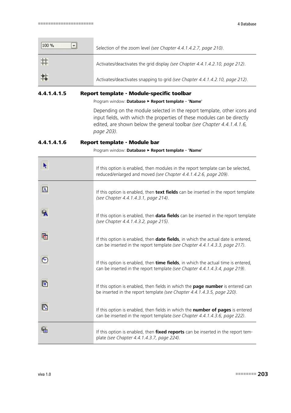 5 report template - module-specific toolbar, 6 report template - module bar, Module-specific toolbar | Module bar | Metrohm viva 1.0 Manual User Manual | Page 215 / 898