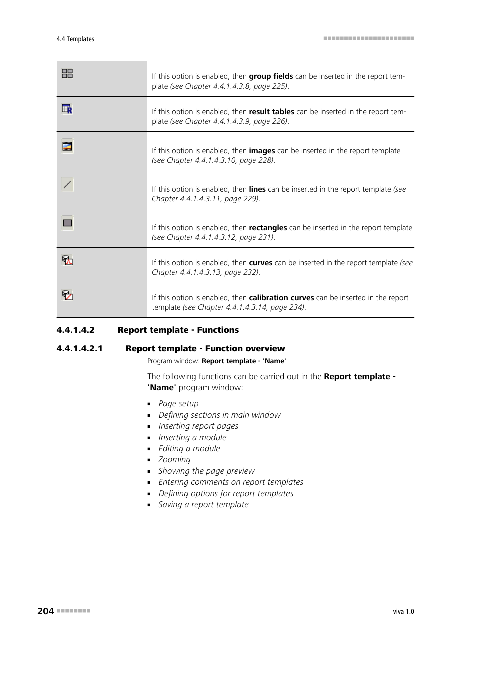 2 report template - functions, 1 report template - function overview, Main window | Metrohm viva 1.0 Manual User Manual | Page 216 / 898