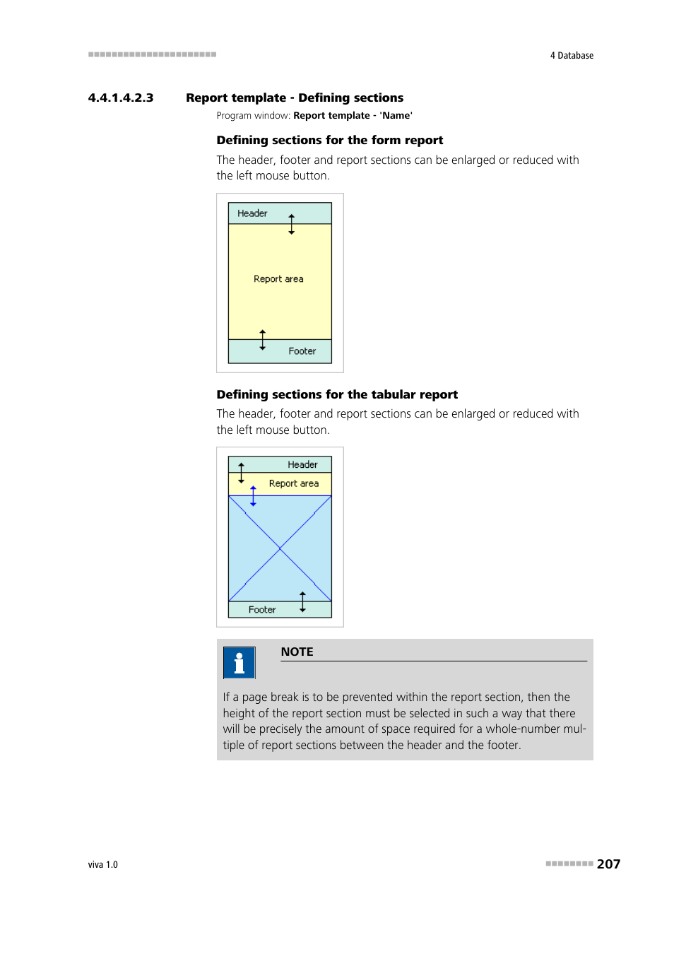 3 report template - defining sections, Defining sections in main window | Metrohm viva 1.0 Manual User Manual | Page 219 / 898