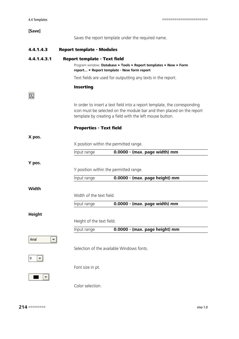 3 report template - modules, 1 report template - text field, Text | Metrohm viva 1.0 Manual User Manual | Page 226 / 898